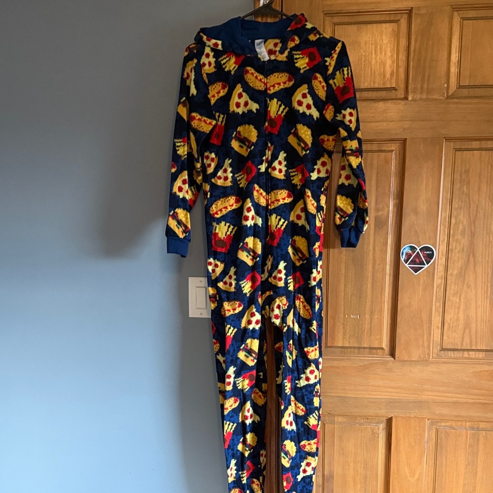 The Children's Place Navy Onesie with Pizza, Burger and Fries Design